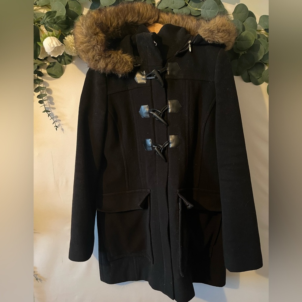 Marc New York Black Utility Jacket with Faux Fur Hood